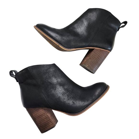 BP Womens Lance Booties Size 8.5 Black Distressed Leather Block Heel Westerm - Picture 1 of 10